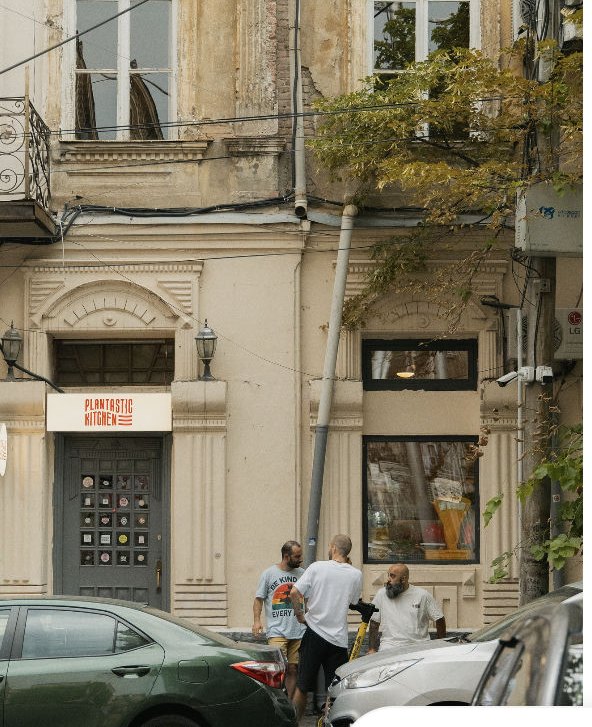 The Plantastic Kitchen storefront on a Tbilisi street